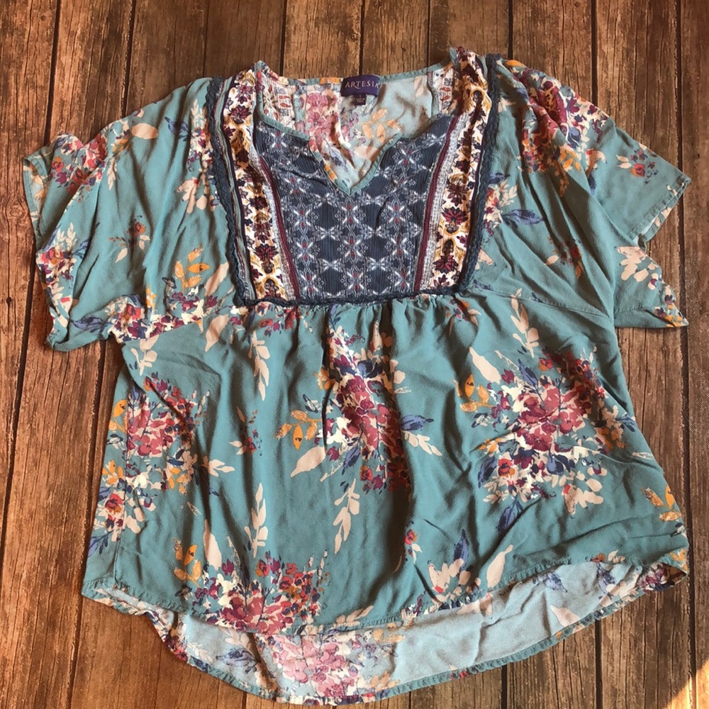 Artesia Boho Rayon Multicolor Top Sz L